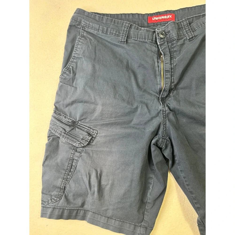 Unionbay Mens Cargo Shorts Navy Blue Size 36 Stretch Cotton Utility Pockets